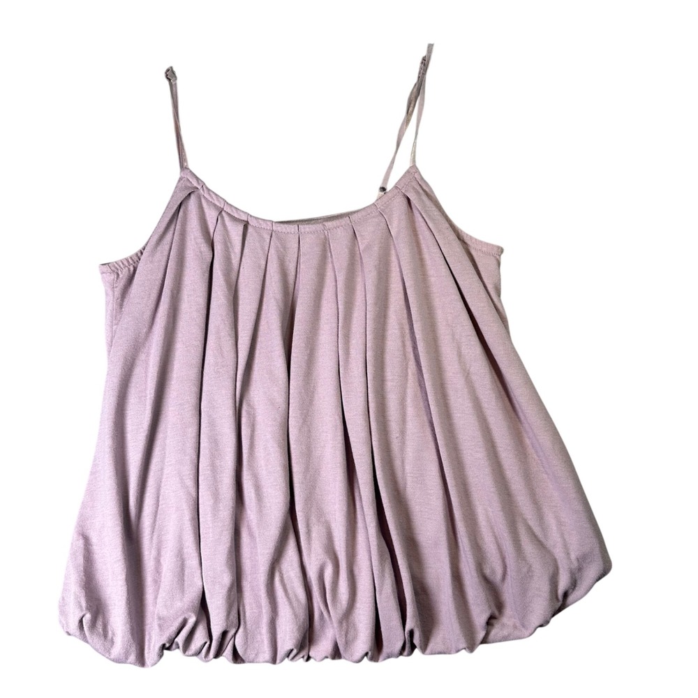 Weavers Girl Bubble Hem Pleated Camisole Top Y2K Coquette Large Mauve Purple